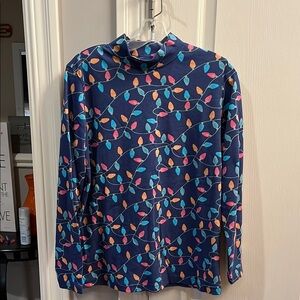 Blair Long Sleeve Mock neck shirt with Christmas lights Size Medium